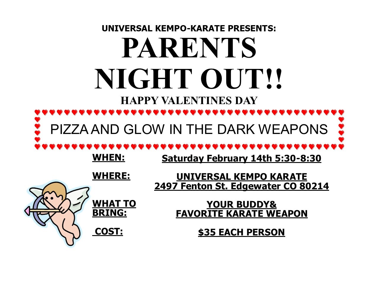 Parents Night Out special event at Universal Kempo-Karate Schools